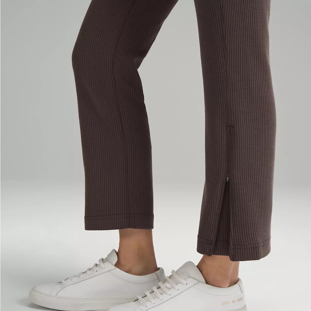 Lululemon Ribbed Softstreme Zip-Leg High-Rise Cropped Pant 25" Espresso size 14 - Picture 5 of 11